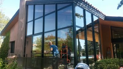 chantier véranda avec châssis composé aluminium sur Pechbonnieu